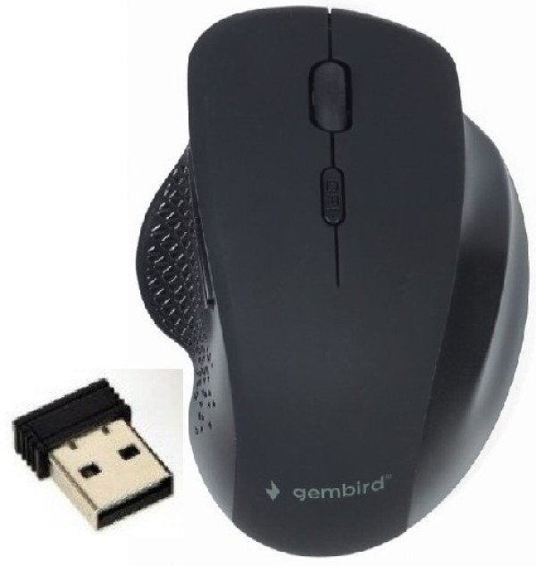 MUSW-6B-02 Gembird Bezicni mis 2,4GHz opticki USB 6-button 800-1600Dpi black 112mm FO