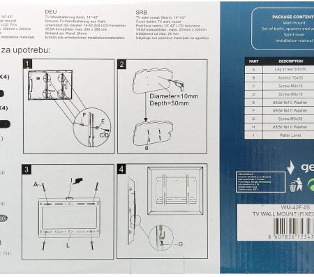 WM-42F-05 * Gembird fiksni VESA max 20x20cm 15-42 max 25kg (219)