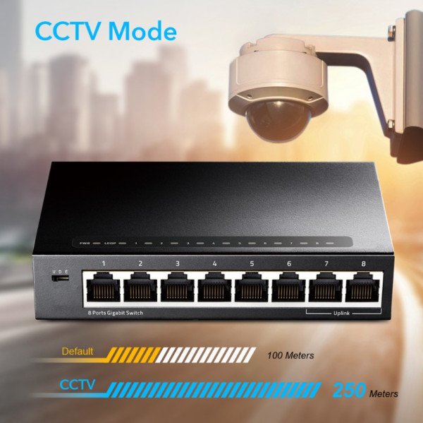 Cudy GS108 metalni 8-Port Gbit desktop Switch, 8x RJ45 10/100/1000 - Slika 4