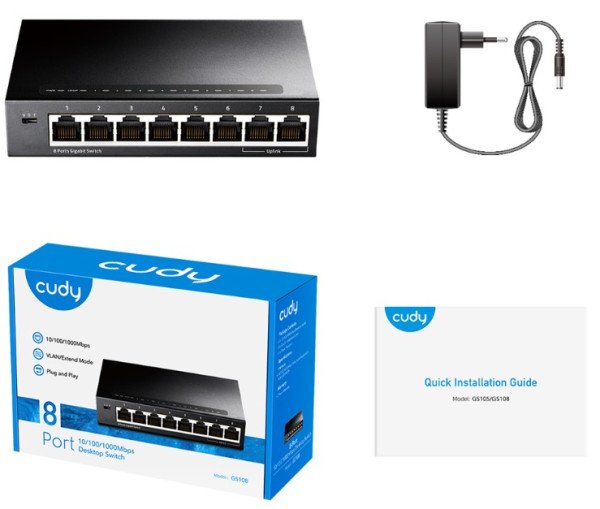 Cudy GS108 metalni 8-Port Gbit desktop Switch, 8x RJ45 10/100/1000 - Slika 3