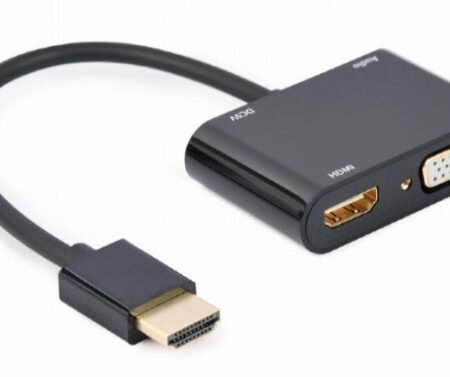 A-HDMIM-HDMIFVGAF-01 * Gembird HDMI male to HDMI female + VGA female + audio adapter cable, black