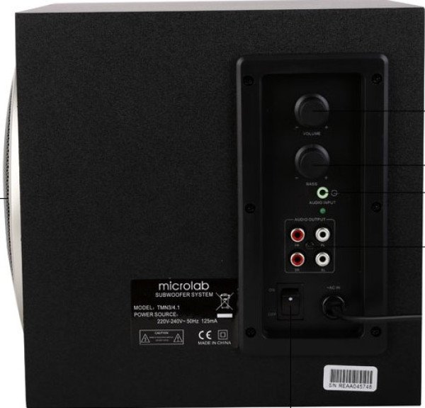 Microlab TMN-3/4.1BT Aktivni drveni zvucnici 4.1 sistem 32W RMS (12W+7W*2+3W*2) 3,5mm Bluetooth - Slika 4