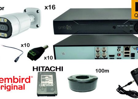 GMB-03 * Set kamera za video nadzor 3tbHDD +16x CAM-AHD5MP-HAU60W rg59+100m bnc+dc konekt full color