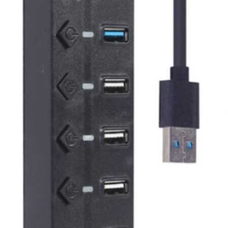 UHB-U3P1U2P6P-01 Gembird 7-port USB hub (1xUSB 3.1 + 6xUSB 2.0) with switches, black
