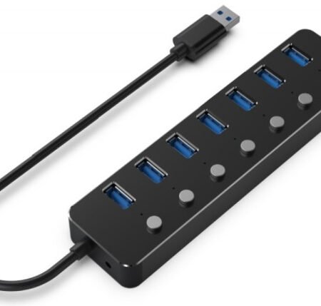 UHB-U3P7P-01 Gembird 7-port USB 3.1 (Gen 1) hub with switches, black