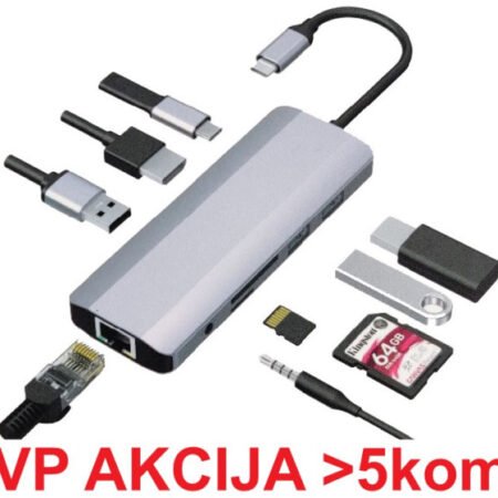 A-CM-COMBO9-03 ** Gembird USB Type-C 9in1 multi-port adapter USB-C+HUB+HDMI+PD+card+RJ45 Gbit (2159)