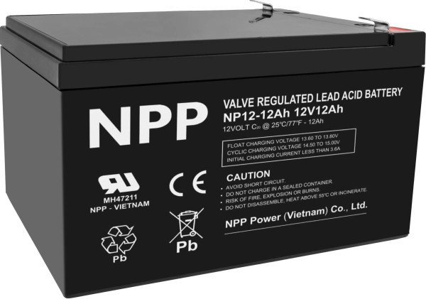 NPP NP12V-12Ah, AGM BATTERY, C20=12AH, T2, 151x98x95x100, 3,3KG, BLACK - Slika 2