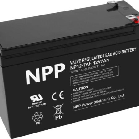 NPP NP12V-7Ah, AGM BATTERY, C20=7AH, T2, 151x65x94x100, 1,97KG, BLACK