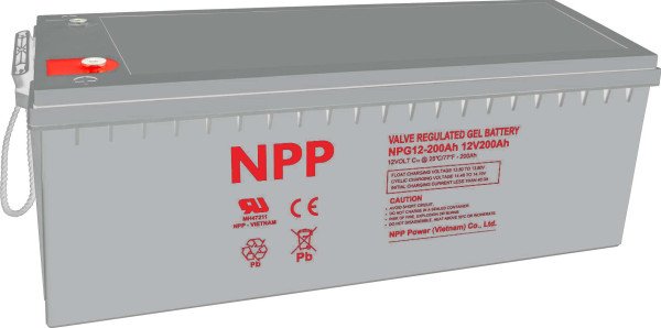 NPP NPG12V-200Ah, GEL BATTERY, C20=200AH, T16, 522x238x218x222, 52,8KG, Light grey - Slika 2