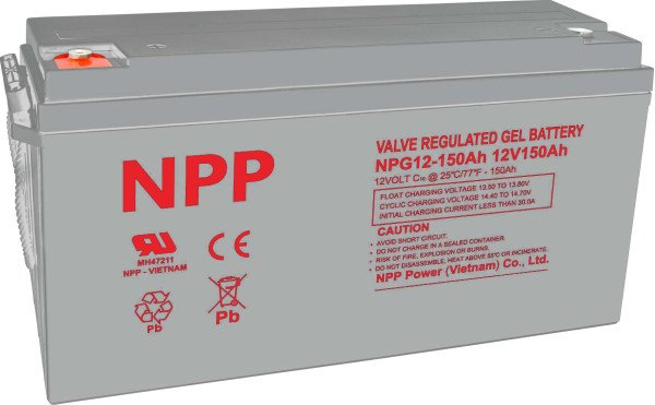NPP NPG12V-150Ah, GEL BATTERY, C20=150AH, T16, 485*172*240*240, 38,5KG, Light grey - Slika 2