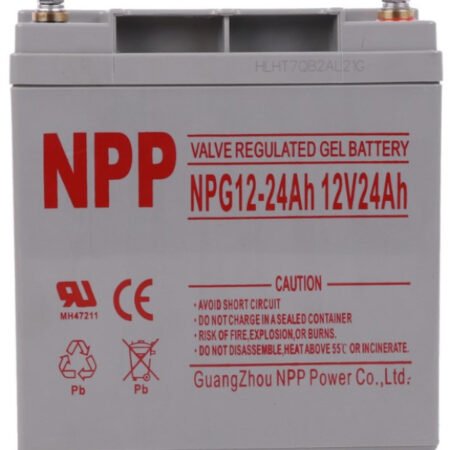 NPP NPG12V-24Ah, GEL BATTERY, C20=24AH, T14, 166x126x174x181, 7,6KG, Light grey