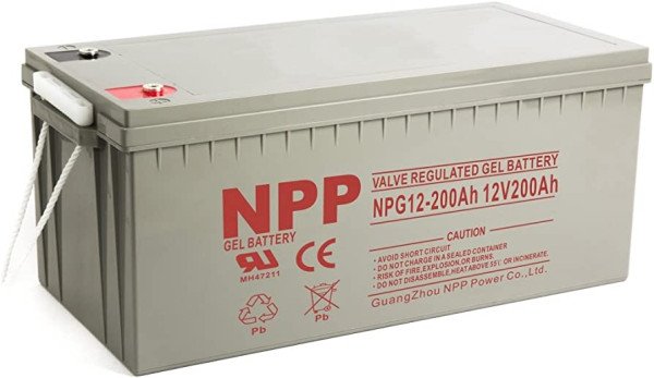NPP NPG12V-200Ah, GEL BATTERY, C20=200AH, T16, 522x238x218x222, 52,8KG, Light grey - Slika 3