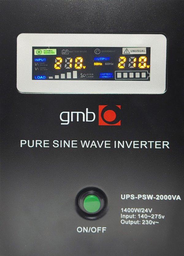 UPS-PSW-2000VA GMB LONG, cist sinusni pretvarac sa produzenom autonomijom 1400W-220V/24V - Slika 3
