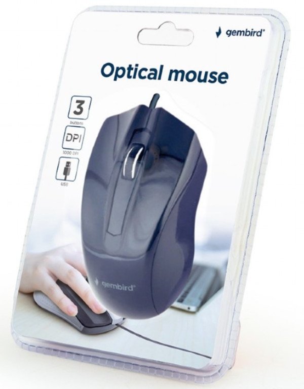 MUS-3B-01 Gembird Opticki mis 1000Dpi 3-button black 116mm USB