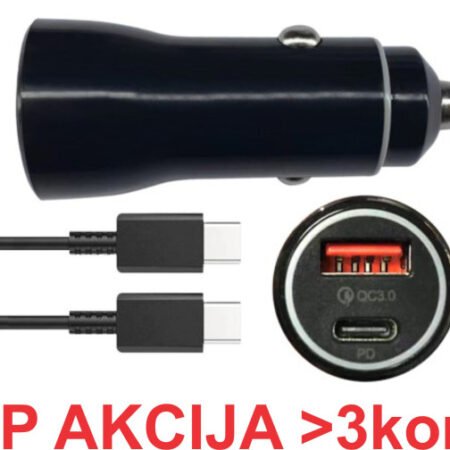 NPA-AC23 ** Gembird QC3.0 PD auto punjac +kabl-C,20W 3.6V-6.5V/2.4A, 6.5V-9V/1.67, 9V-12V/1.3A (287)