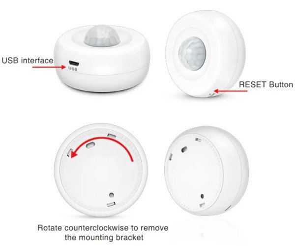 ZIGBEE-SMART-PIR-MS08 Gembird Tuya Smart WiFi PIR senzor detektora pokreta ljudskog tela,infracrveni - Slika 2