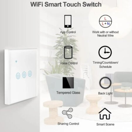ZIGBEE-SMART-4 GANG-RSH-SP004-EU Gembird 4 Smart bezicna prekidaca,APP glasovna kontrola Glass Touch