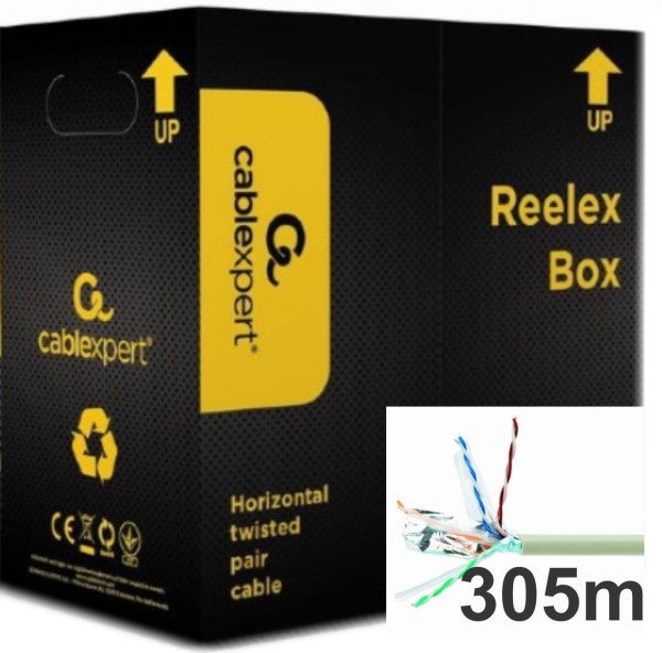 FPC-5270E-SOL Gembird, FTP cat5E Indoor, solid 24AWG, 0,51mm PREMIUM CCA kotur pun presek 305m - Slika 3