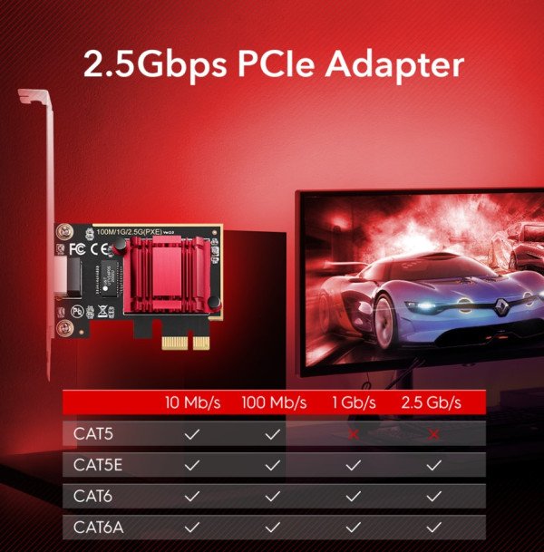Cudy PE25 RJ45 2.5Gbps PCI Express Network Adapter, RTL8125 - Slika 2
