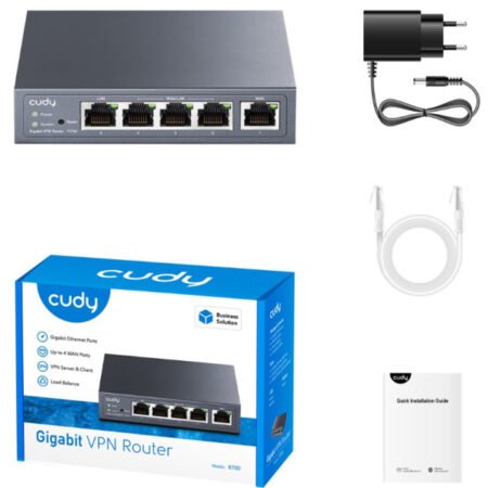 Cudy R700 Gigabit Multi-WAN VPN Router, 1Gbit WAN, 3Gibt LAN/WAN, 1Gbit LAN, 128MB DDR, 16MB NOR Fl