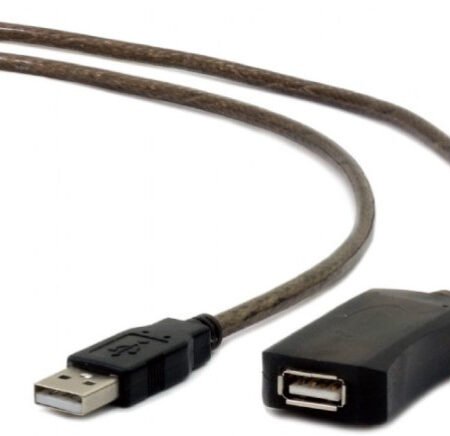 UAE-01-10M Gembird USB 2.0 active extension cable, black color, bulk package, 10m