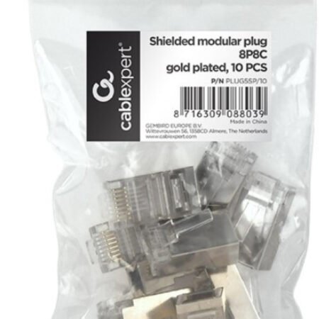 PLUG5SP/10 Gembird shielded modular 30u gold plated LAN konektor CAT5 FTP SFTP RJ45 (pak.10kom)