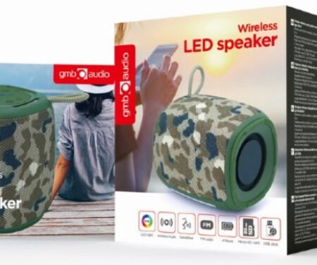 SPK-BT-LED-03-CM Gembird Portable RGB LED Bluetooth speaker 5W, BT, FM, TF, USB, Handsfree, camo