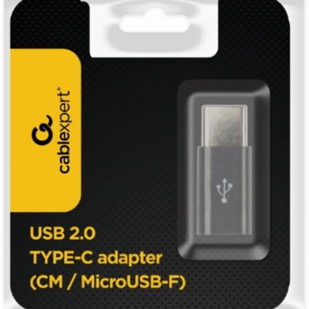 A-USB2-CMmF-01 Gembird microUSB 2.0 na Type-C adapter (CM/MicroUSB-F), black A