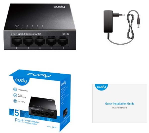 Cudy GS105 metalni 5-Port Gbit Desktop Switch, 5x RJ45 10/100/1000, ver 4.0 - Slika 2