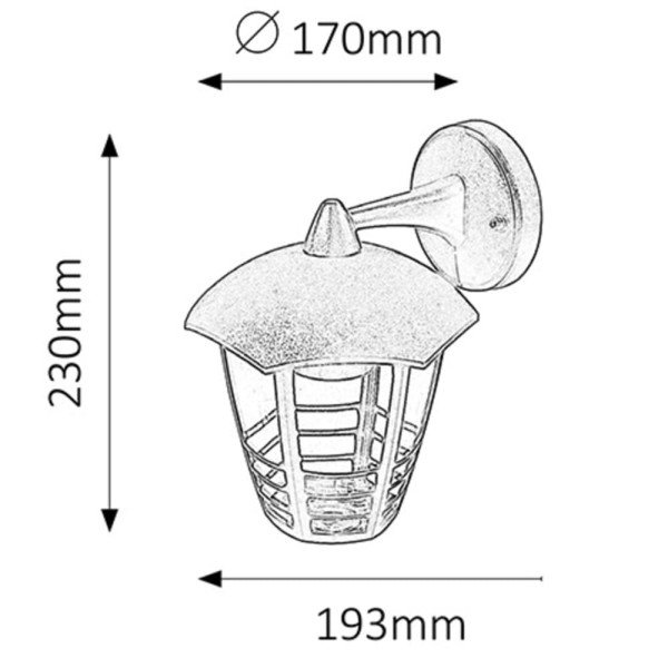 Marseille spoljna zidna lampa E27 60W IP44 crna (8617) - Slika 2