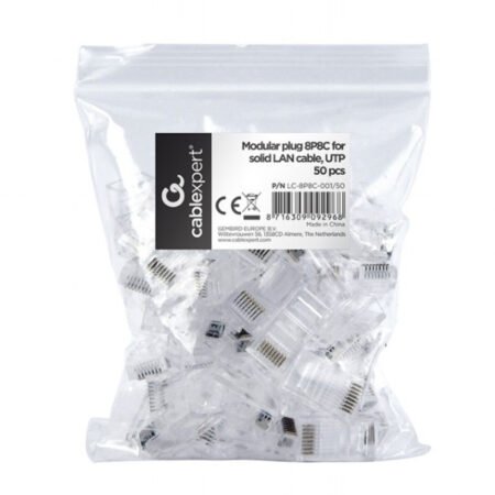 LC-8P8C-001/50 Modular plug RJ45 8P8C 30u CAT5 UTP gold plated, 50 u pakovanju / CENA PO PAKOVANJU