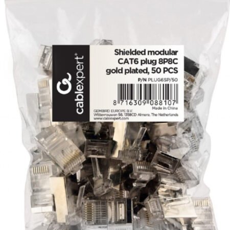 PLUG6SP/50 Gembird Shielded modular CAT6 FTP konektor, 50 u pakovanju RJ45 / CENA PO PAKOVANJU