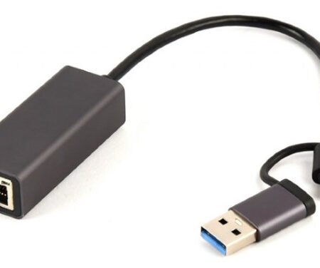 A-USB3AC-LAN-01 Gembird USB 3.1 + type-C Gigabit network adapter, space grey (Alt: A-CMU3-LAN-05 )