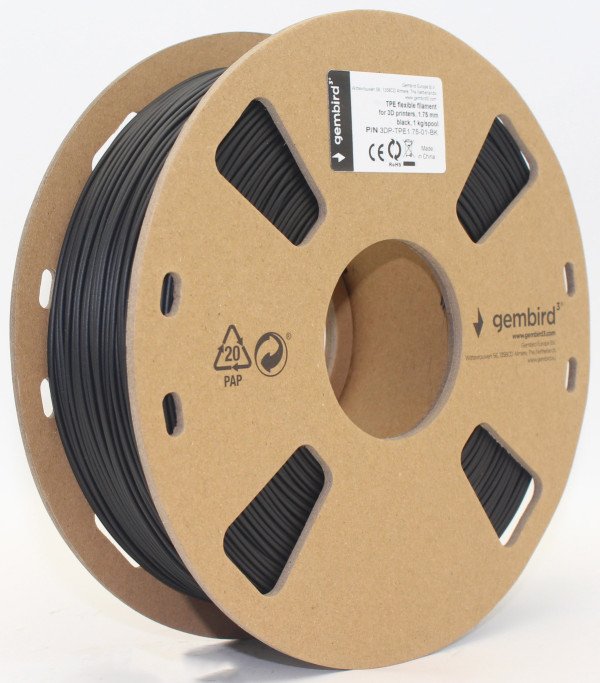 3DP-TPE1.75-01-BK TPE FLEKSIBILNI Filament za 3D stampac 1,75mm kotur 1KG BLACK - Slika 2