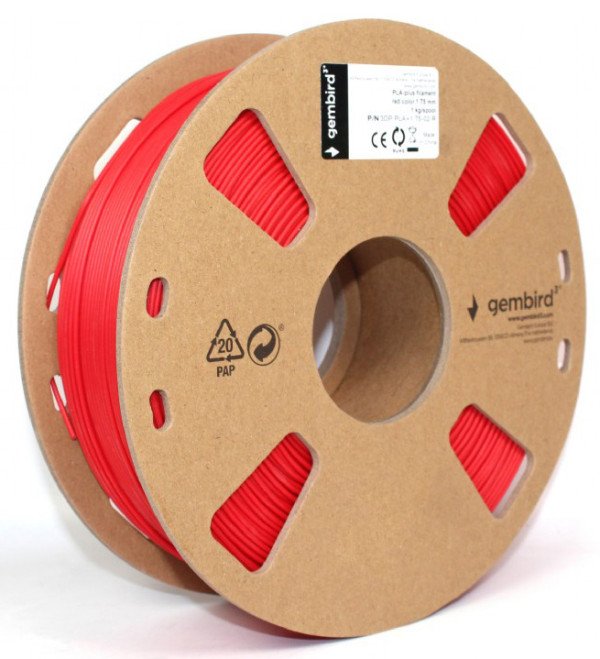 3DP-PLA+1.75-02-R PLA-PLUS Filament za 3D stampac 1,75mm kotur 1KG Red (jaci od standardnog PLA) - Slika 2