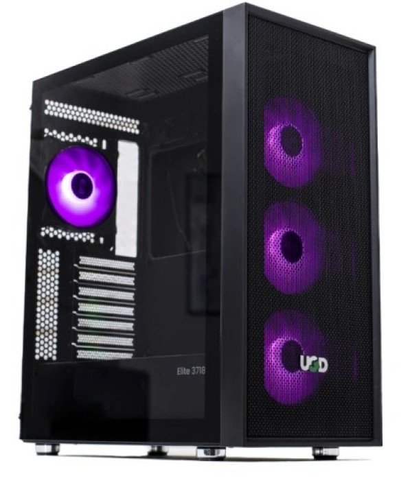 Kuciste Elite 3718 Midi Tower, ATX, ugradjena 4 RGB kulera, Crno - Slika 3