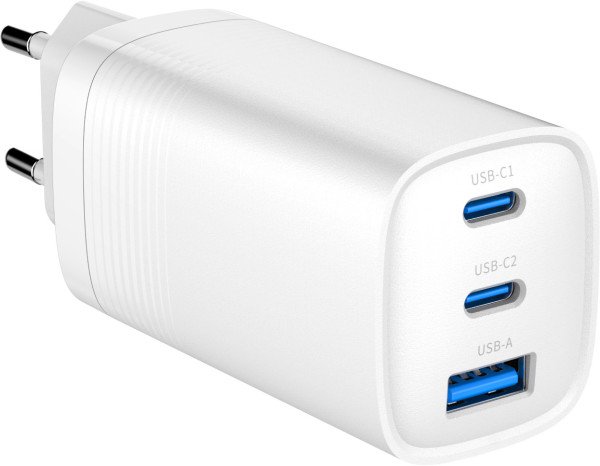 TA-UC-PDQC65-01-W Gembird 3-port 65W GaN USB PowerDelivery fast charger, white - Slika 2