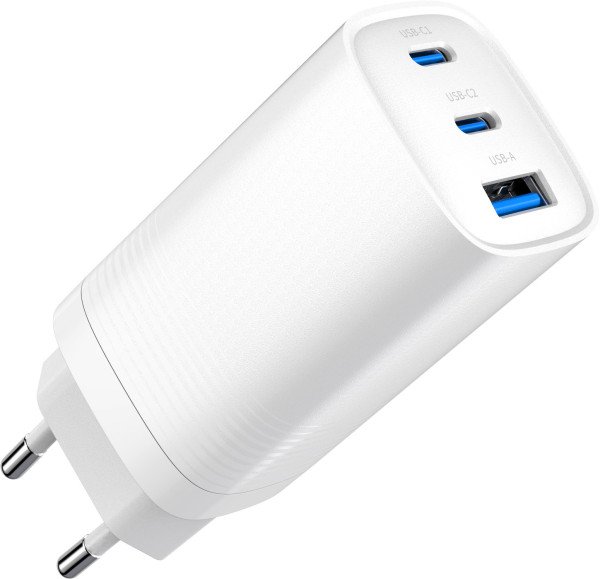 TA-UC-PDQC65-01-W Gembird 3-port 65W GaN USB PowerDelivery fast charger, white - Slika 3
