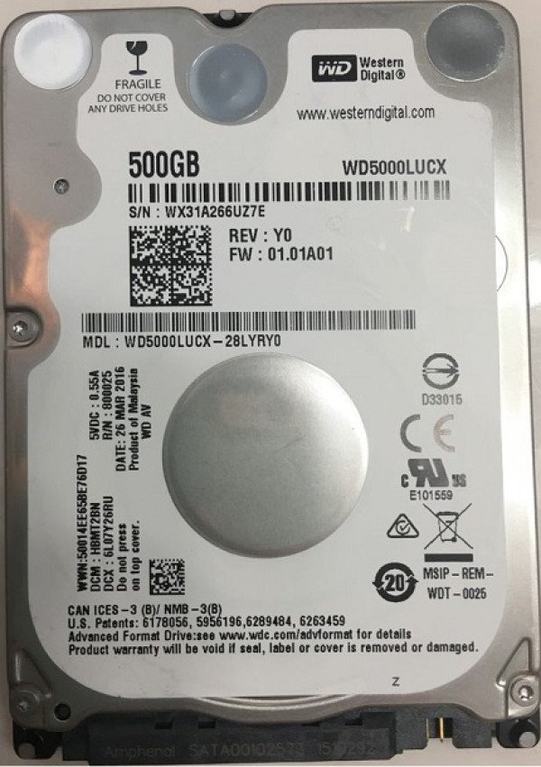 HDD 2.5 * 500GB WD5000LUCX WD 16MB 5400RPM SATA 7mm