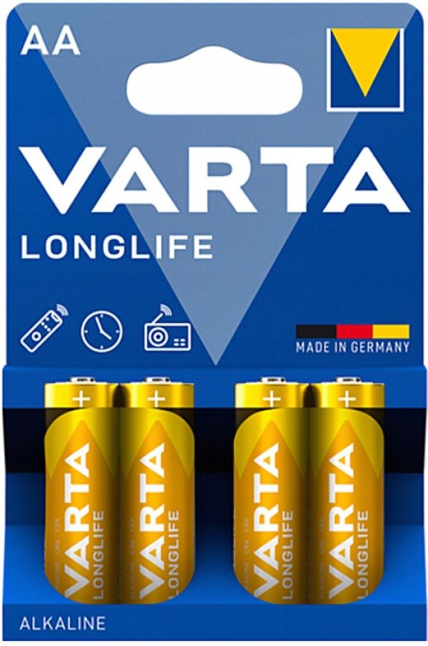 VARTA LONGLIFE AA 1.5V LR6 MN1500, ALKALNE baterije, PAK4 (cena po kom.) - Slika 3