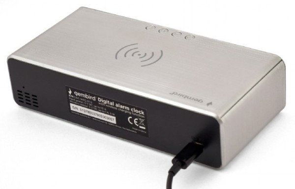 DAC-WPC-01-S Gembird Digitalni sat + alarm sa bezicnim punjenjem telefona, Silver - Slika 4
