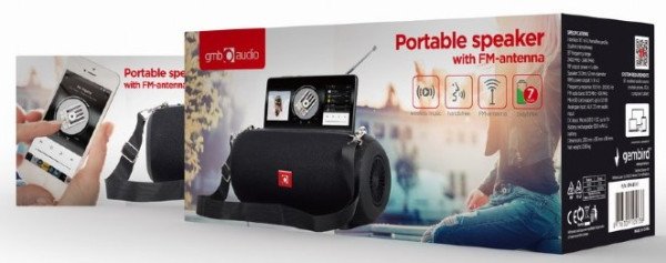 SPK-BT-17 Gembird Portable Bluetooth speaker +handsfree 2x5W, FM, USB, SD, AUX + antena black - Slika 3