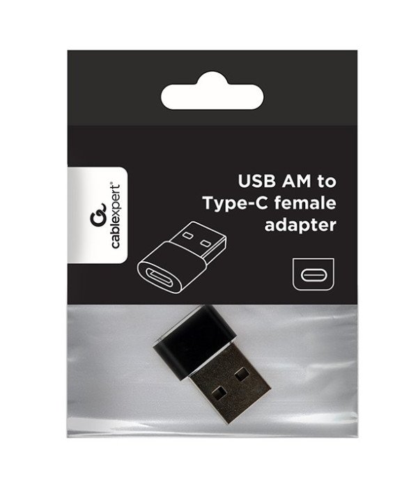 A-USB2-AMCF-02 Gembird USB AM to Type-C female adapter, black (ALT.CCP-USB3-AMCM-0M) FO - Slika 2