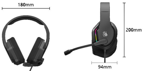A4-G260 A4Tech Bloody gejmerske slusalice sa mikrofonom, 7.1 SURROUND, 50mm/16ohm, RGB, USB BLACK - Slika 4