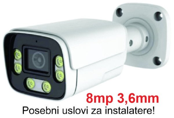 CAM-IP8MP-HAQ60D GMB kamera 8mp P6SLite 3.6mm-F1.4 Starlight POE IP66 Dual LED 6xIR+6xFull Color MIC - Slika 4