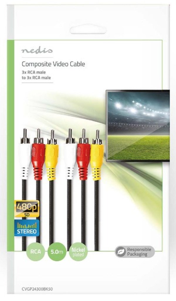 CVGP24300BK50 Kabl 3xRCA muski - 3xRCA muski 5m - Slika 2