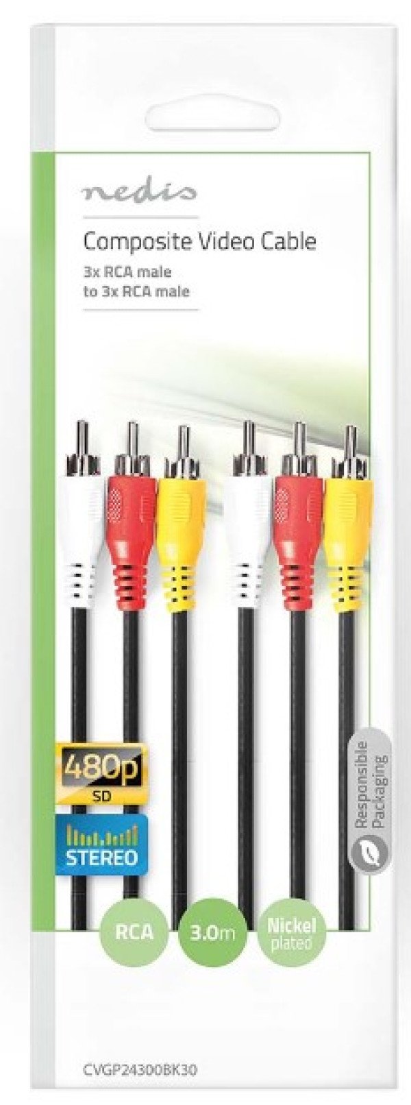 CVGP24300BK30 Kabl 3xRCA muski - 3xRCA muski 3m - Slika 2