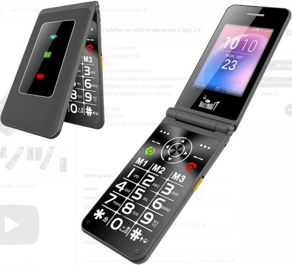 FLIP XXL MOBILNI TELEFON,Veliki displej u boji 2,8 inèa, Dual SIM (2G), FM, BT, 1400 mAh - Slika 4