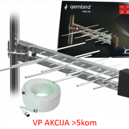 GMB-20E sa kutijom +15m ** Gembird Antena Loga UHF sa RF-Konektorom,20el, 39cm,6dB alu +kabl 15m 774