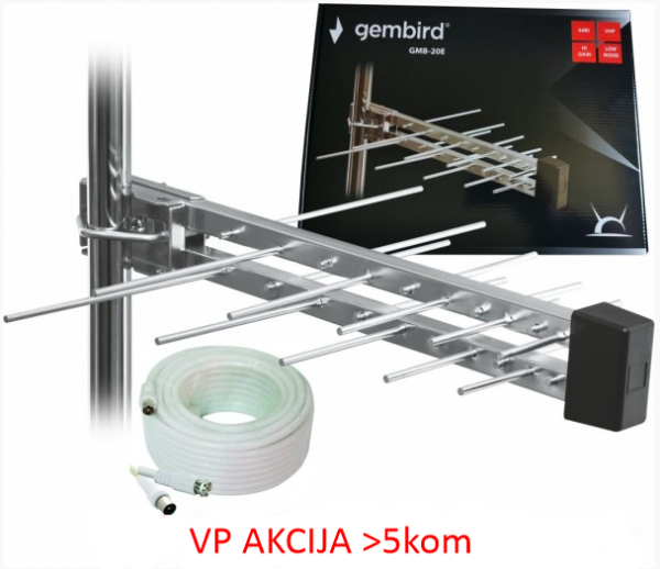 GMB-20E sa kutijom +15m ** Gembird Antena Loga UHF sa RF-Konektorom,20el, 39cm,6dB alu +kabl 15m 774 - Slika 2